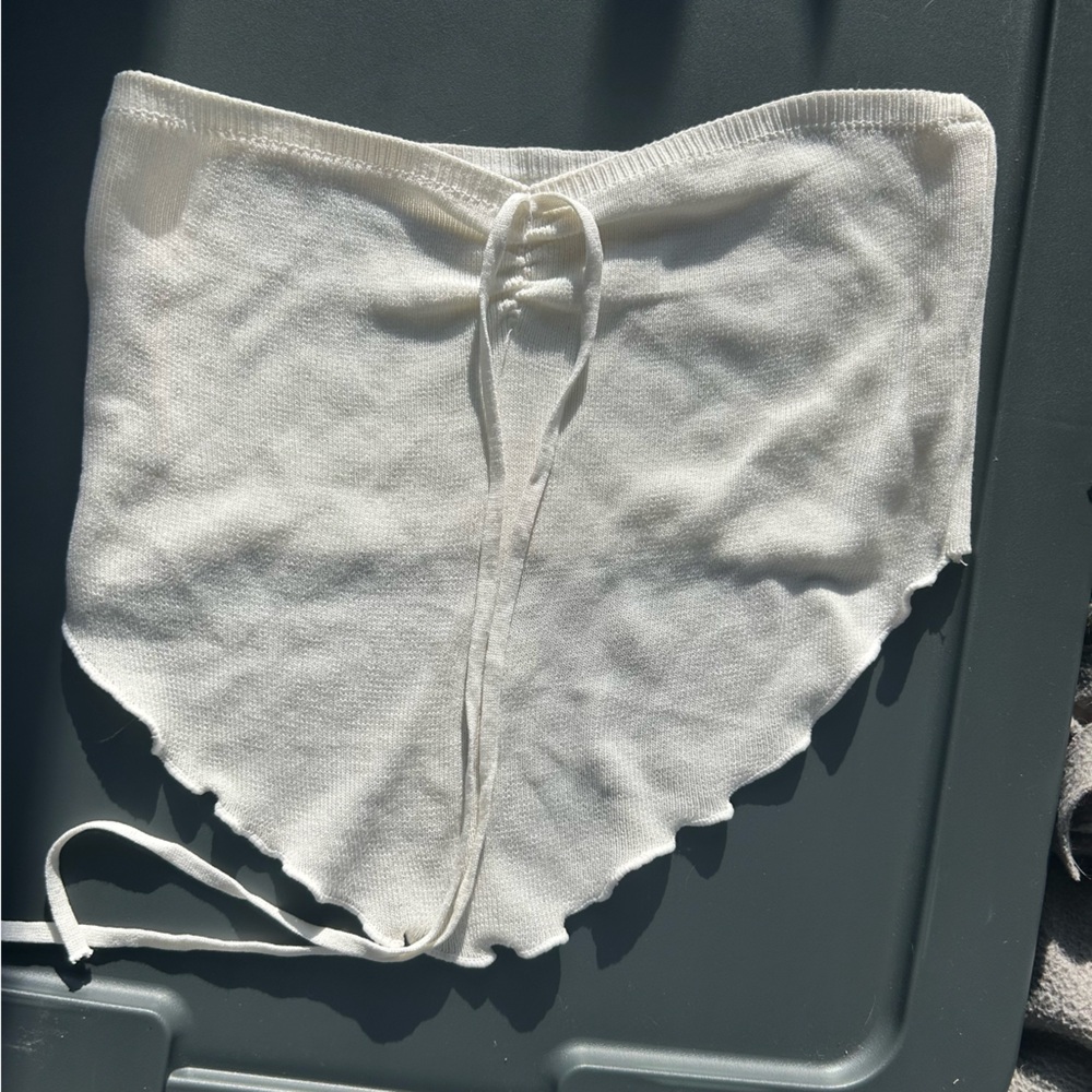 Cream Knit Bandana-Style Bottoms